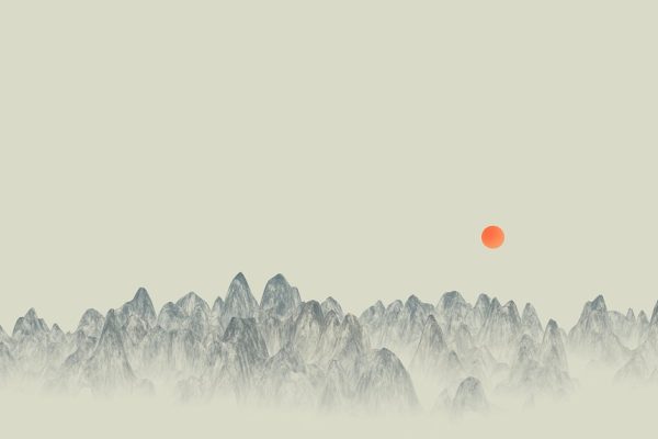 一位女性在整洁明亮的家居玄关处摆放铜钱草和山水画，展示家居开运布局的实际效果，暖色调温馨氛围